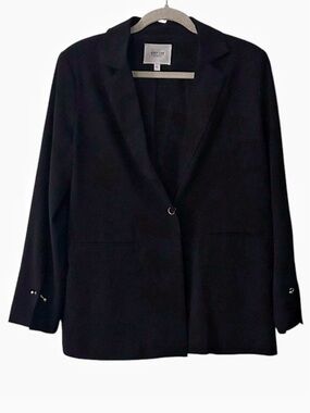 Grey Lab Anthropologie Black Blazer Size Small Notched Lapel Silver Hardware
